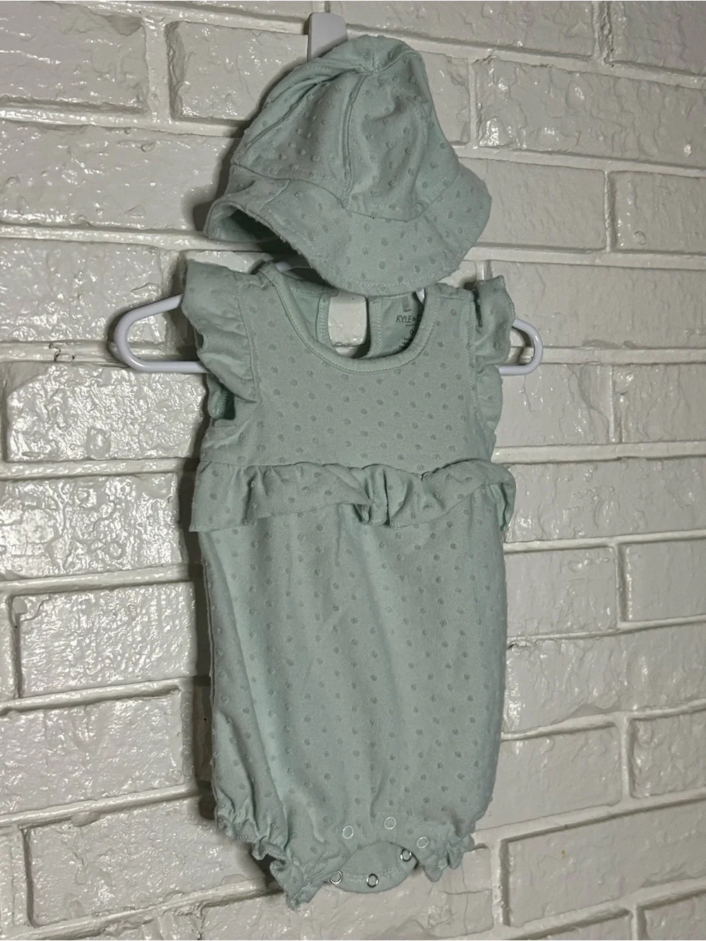 Kyle & Deena Newborn Mint Ruffle Romper with Hat